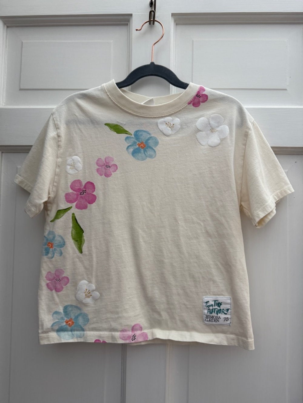 Kids Cream Floral Painted Short-Sleeve Tee